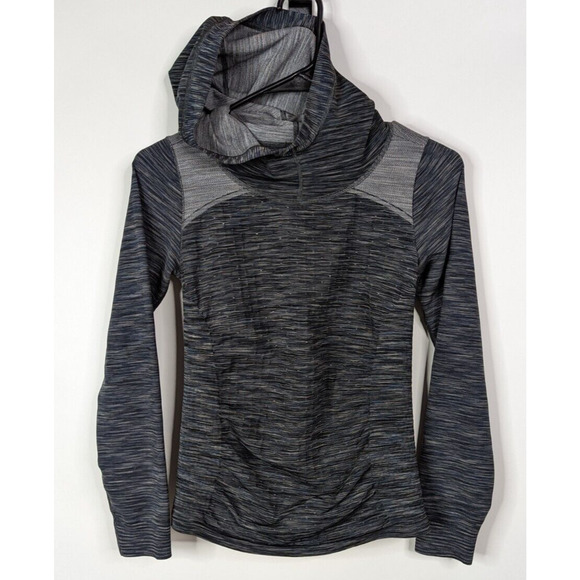 Athleta Tops - Athleta Women's S Gray Space Dye Radiance Fitted Long Sleeve Active Hoodie Top